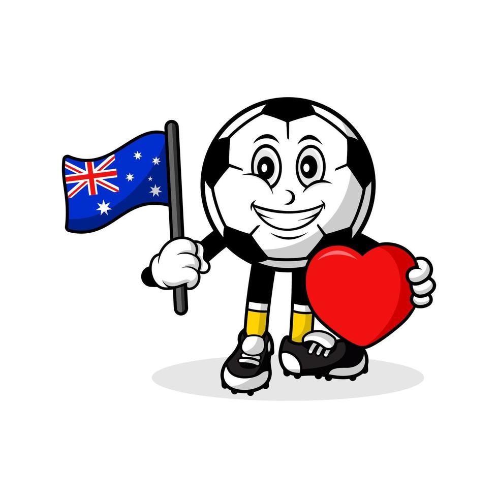 mascota dibujos animados fútbol amor australia bandera diseño vector