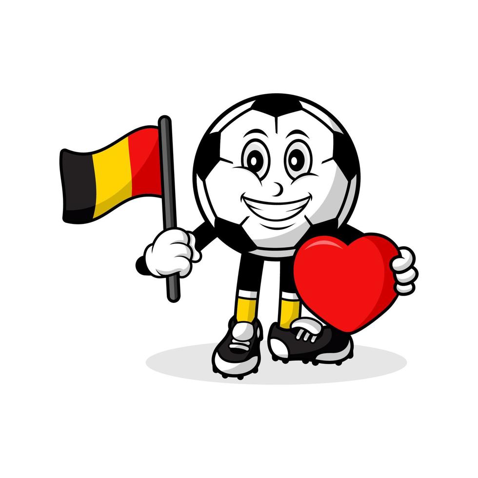 mascota dibujos animados fútbol amor bélgica bandera diseño vector