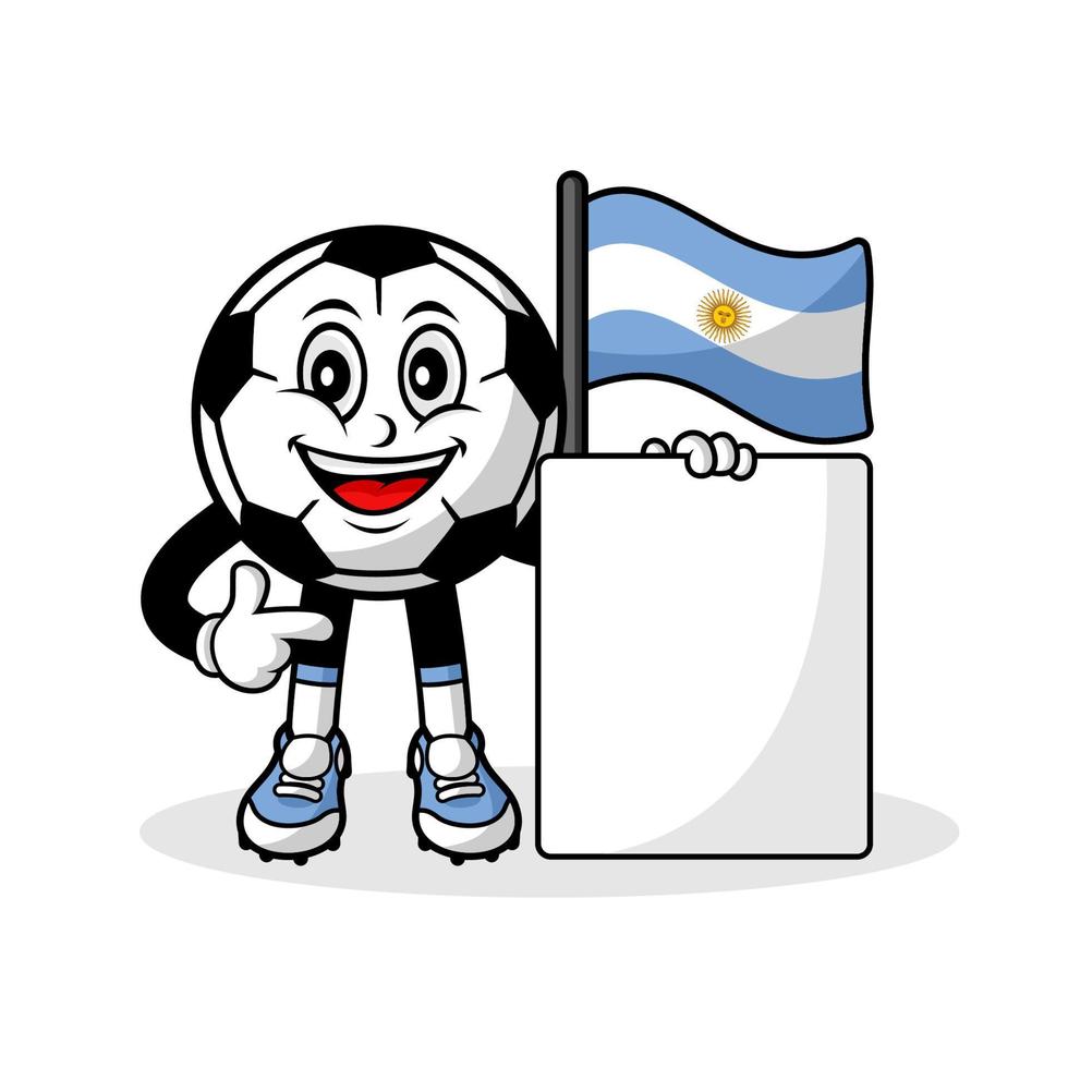 mascota, caricatura, fútbol, argentina, bandera, con, bandera vector