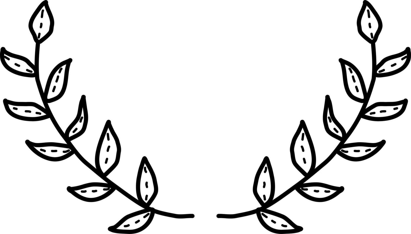 Leaves wreath doodle drawing vector