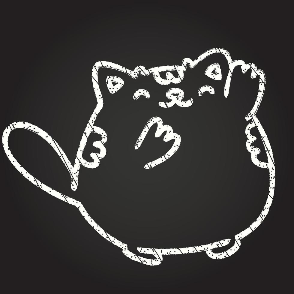 Waving Cat Chalk Drawing vector