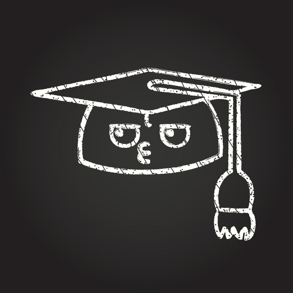 dibujo de tiza de gorro de graduación vector