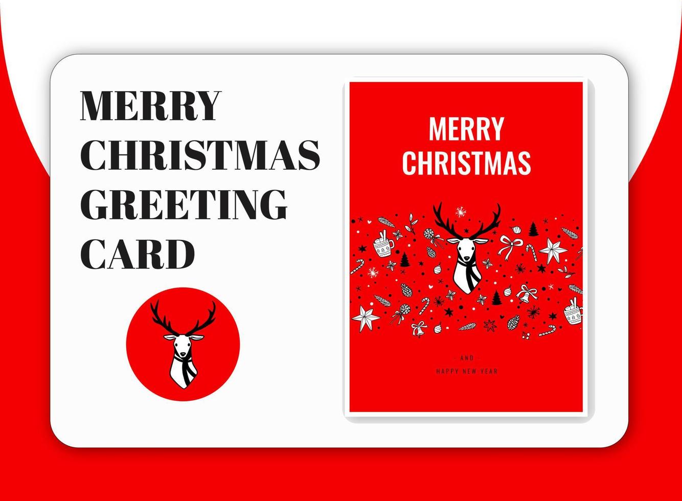 MERRY CHRISTMAS RED GREETING CARD.eps vector