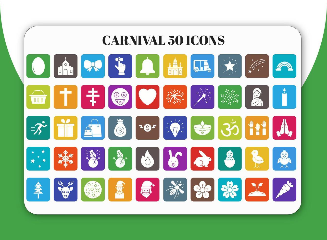 50 iconos de carnaval vector