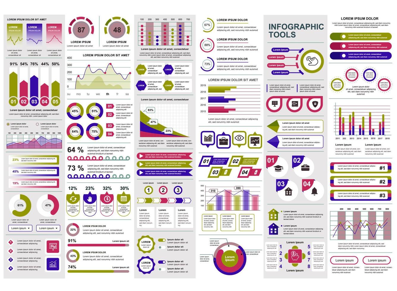 Collection Infographic Elements Template Graphics vector