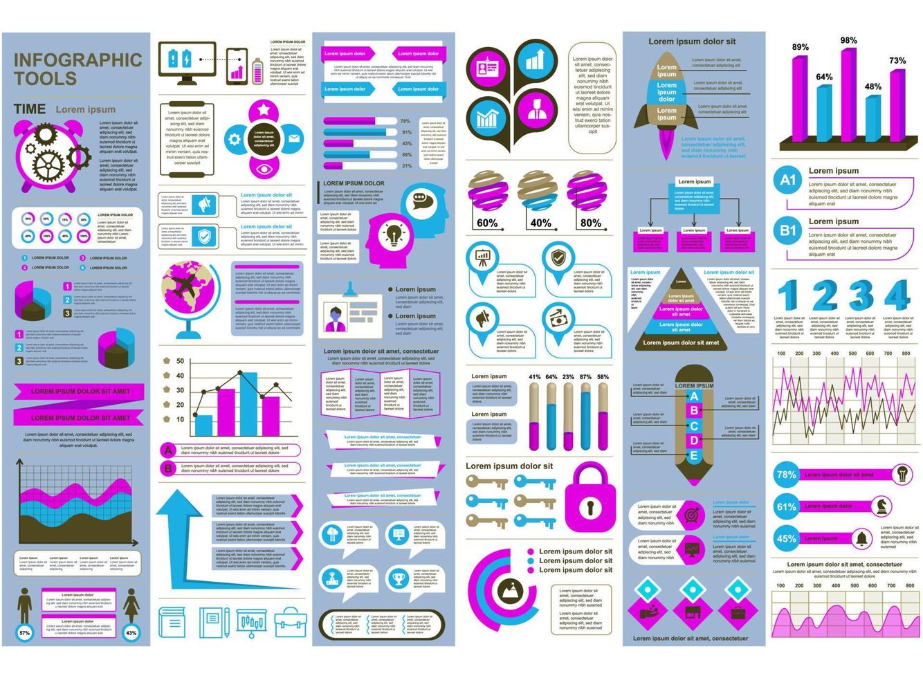 paquete de elementos infográficos de presentación vector