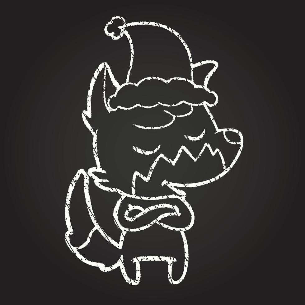Festive Fox Chalk Drawing vector