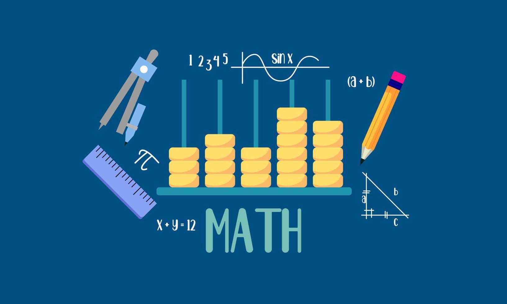 fondo de elementos de matemáticas de dibujos animados, logotipo de educación vector