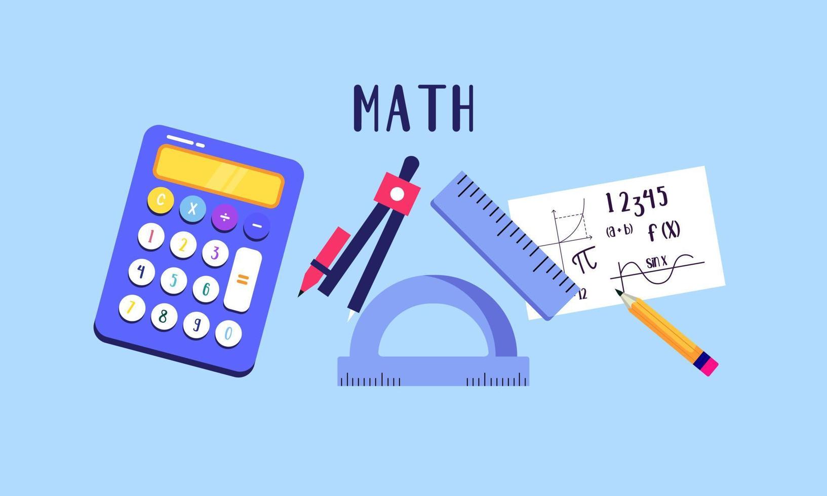 fondo de elementos de matemáticas de dibujos animados, logotipo de educación vector