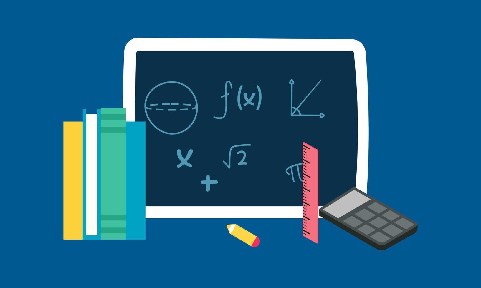 fondo de elementos de matemáticas de dibujos animados, logotipo de educación vector