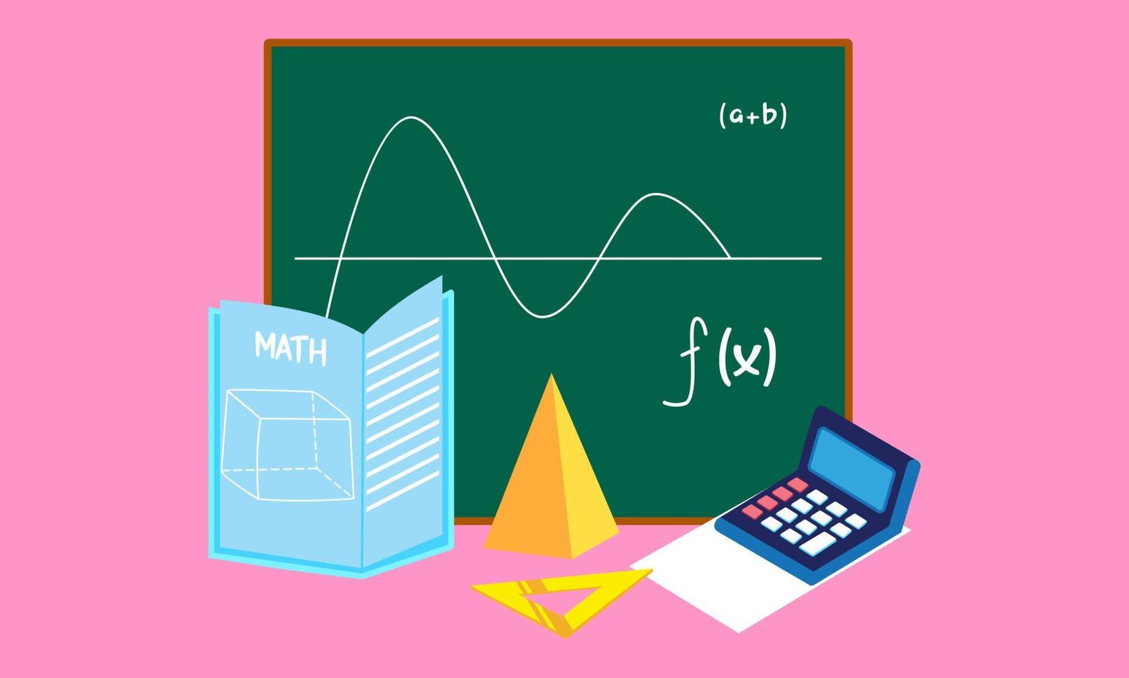 Cartoon maths elements background, education logo vector