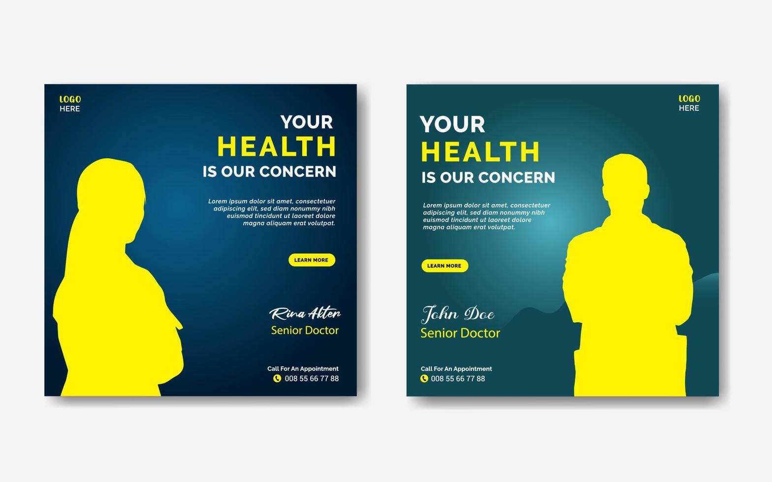 Doctor social media post template vector