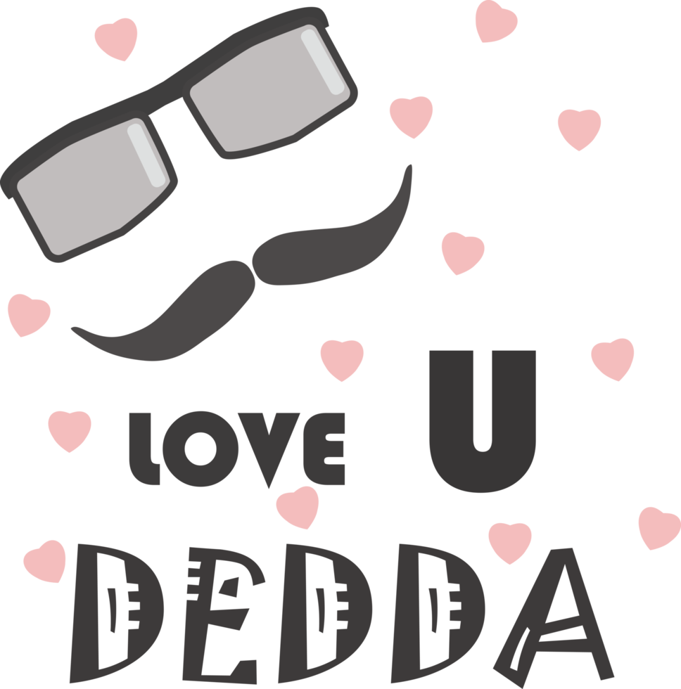 Illustration template loving daddy with glasses and moustache png