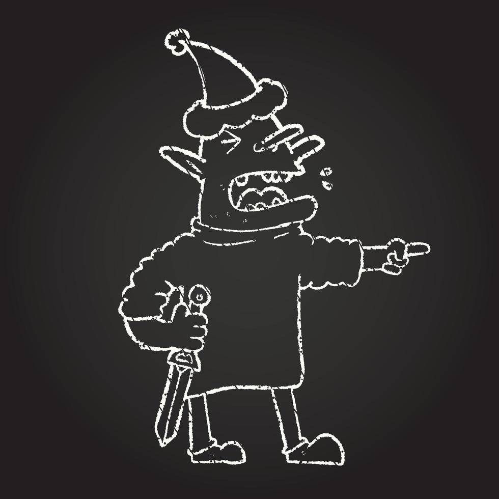 Christmas Goblin Chalk Drawing vector