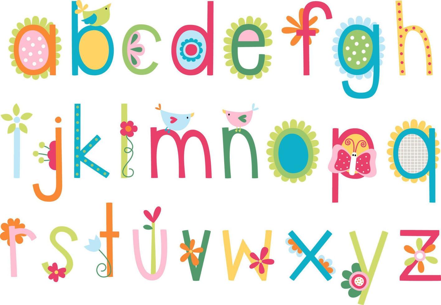 Bloomified Spring Alphabet Font vector