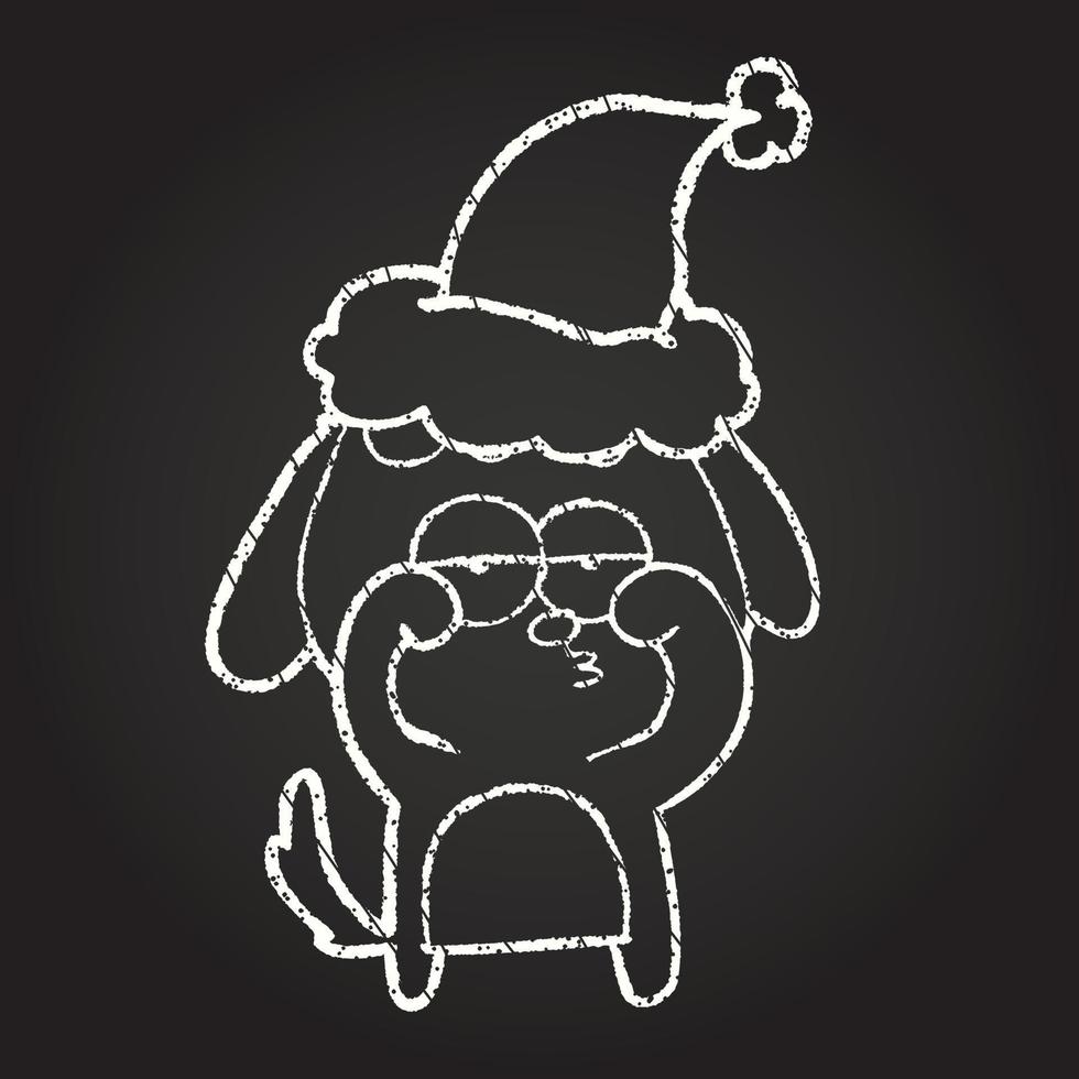 Christmas Dog Chalk Drawing vector