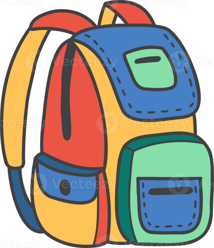 Hand Drawn backpack for students illustration 13126853 PNG