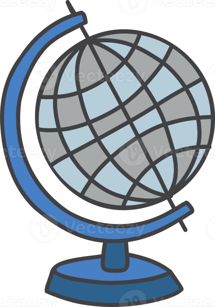 Hand Drawn globe model illustration png