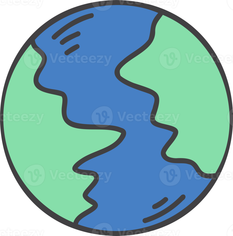 Hand Drawn cute world illustration png