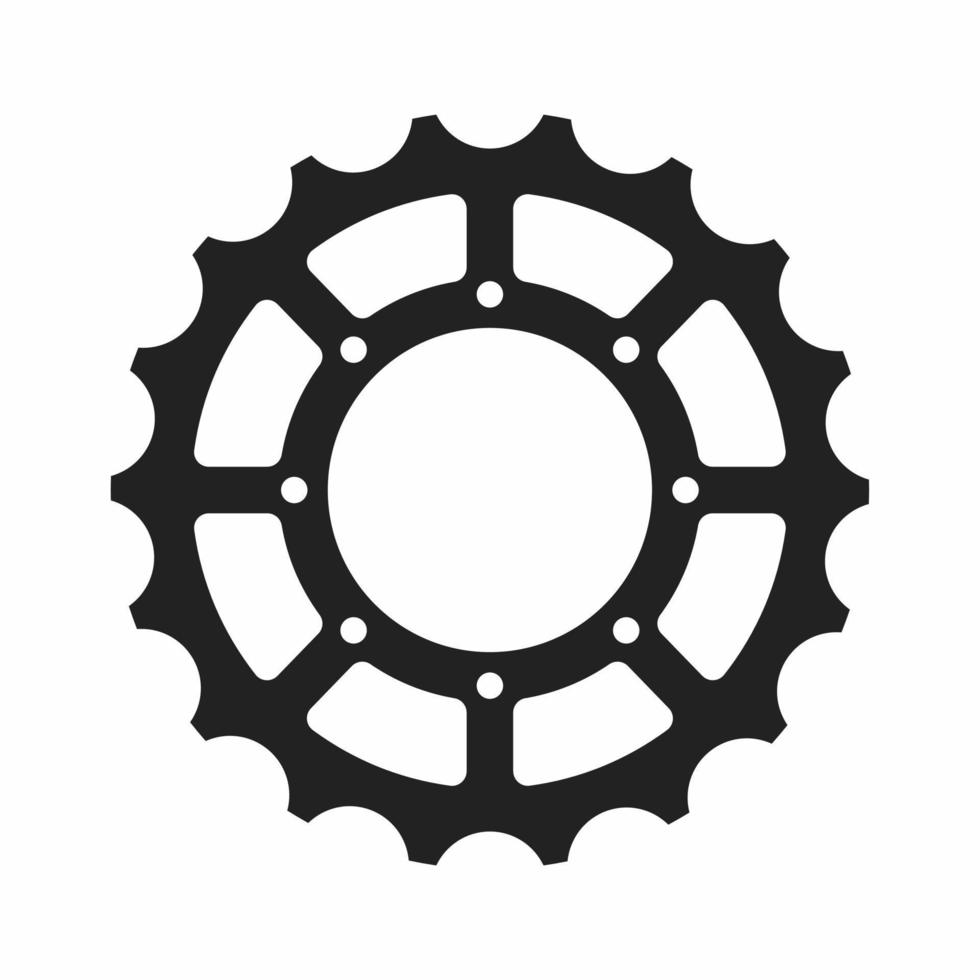 icono plano de rueda dentada de bicicleta vector