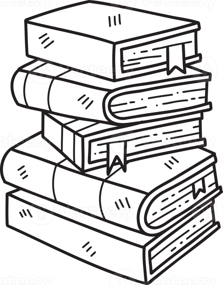 Hand Drawn stack of books illustration 13127345 PNG