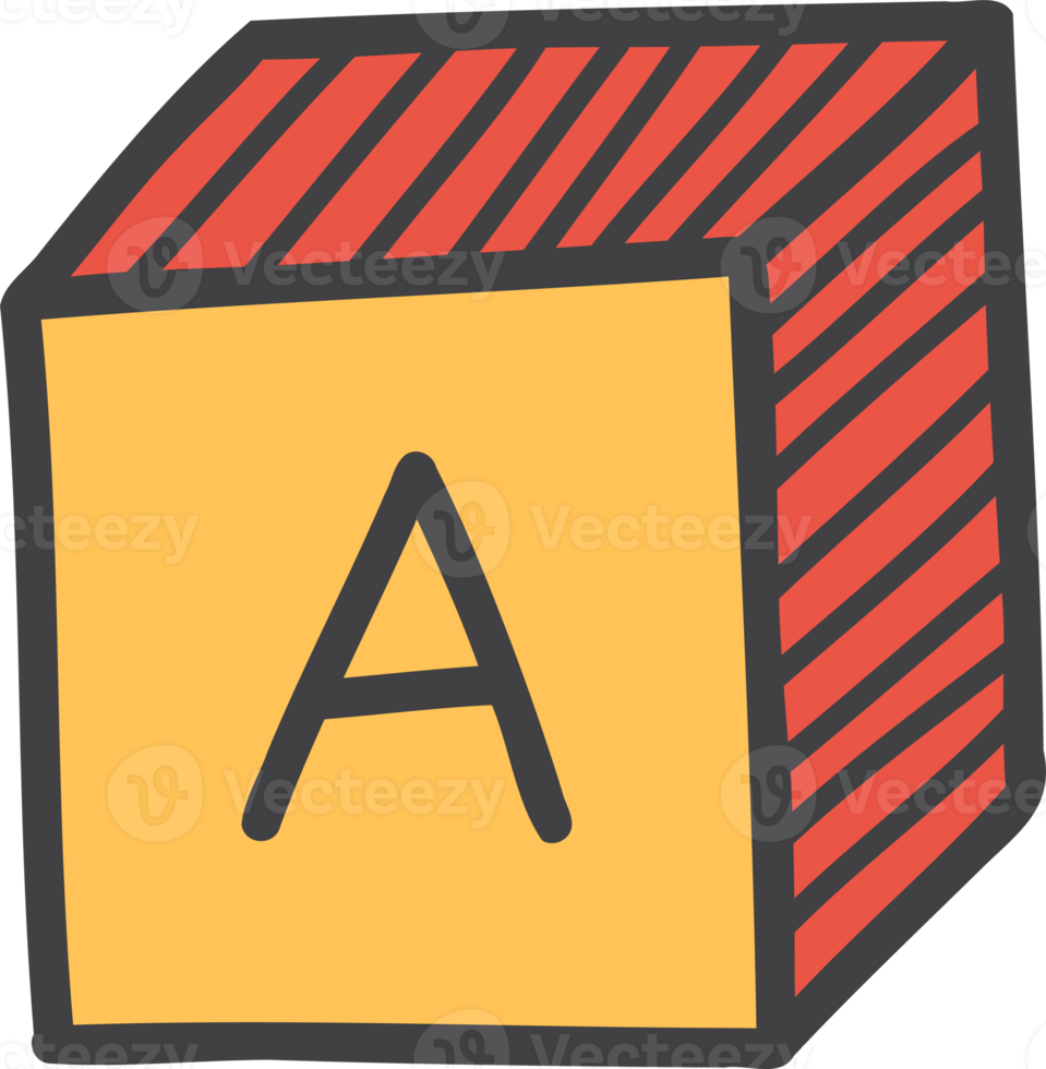 Hand Drawn block toys for children illustration png