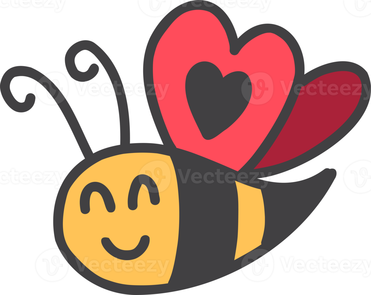 Hand Drawn cute bee illustration png