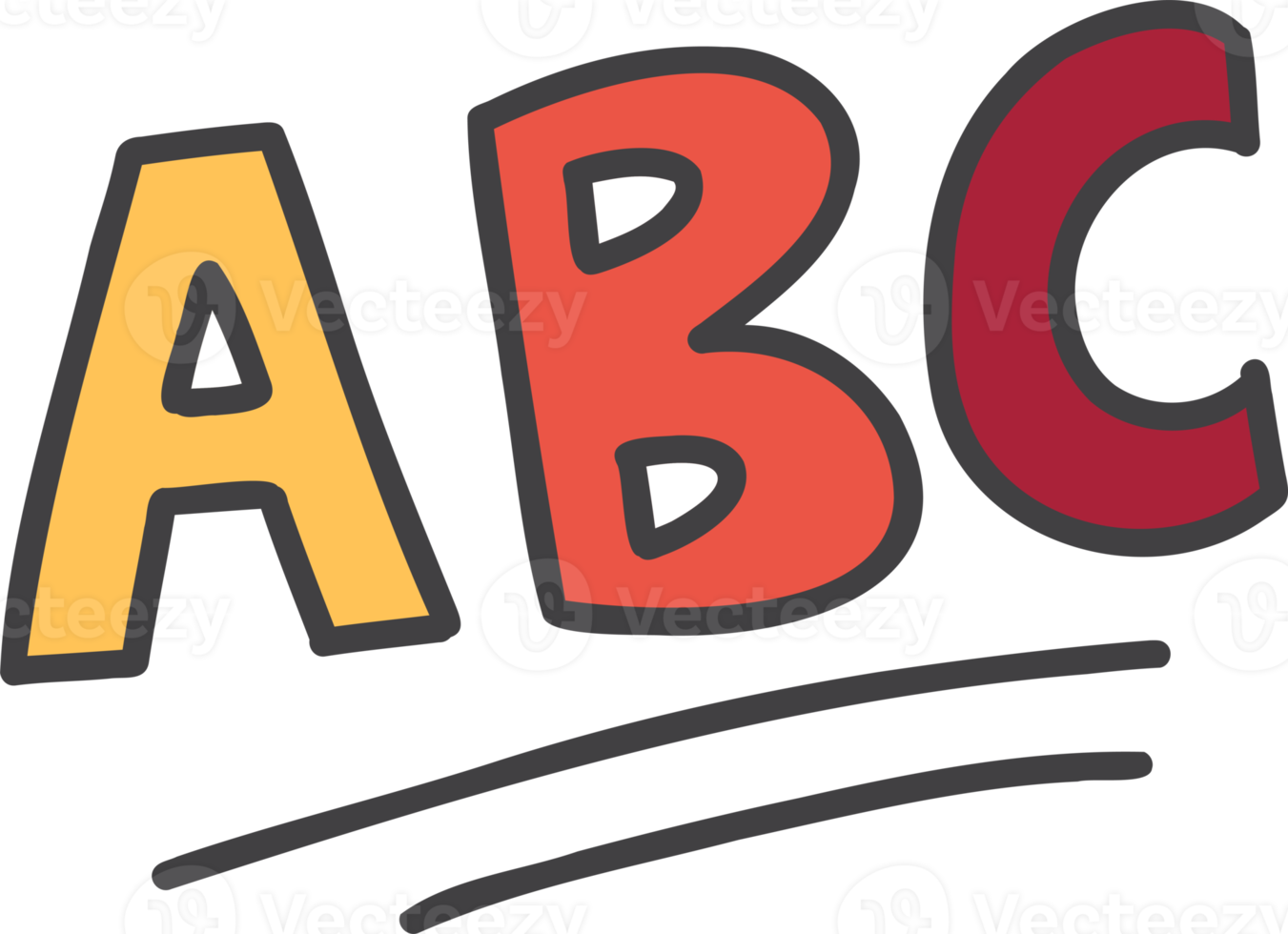 Hand Drawn ABC lettering illustration png