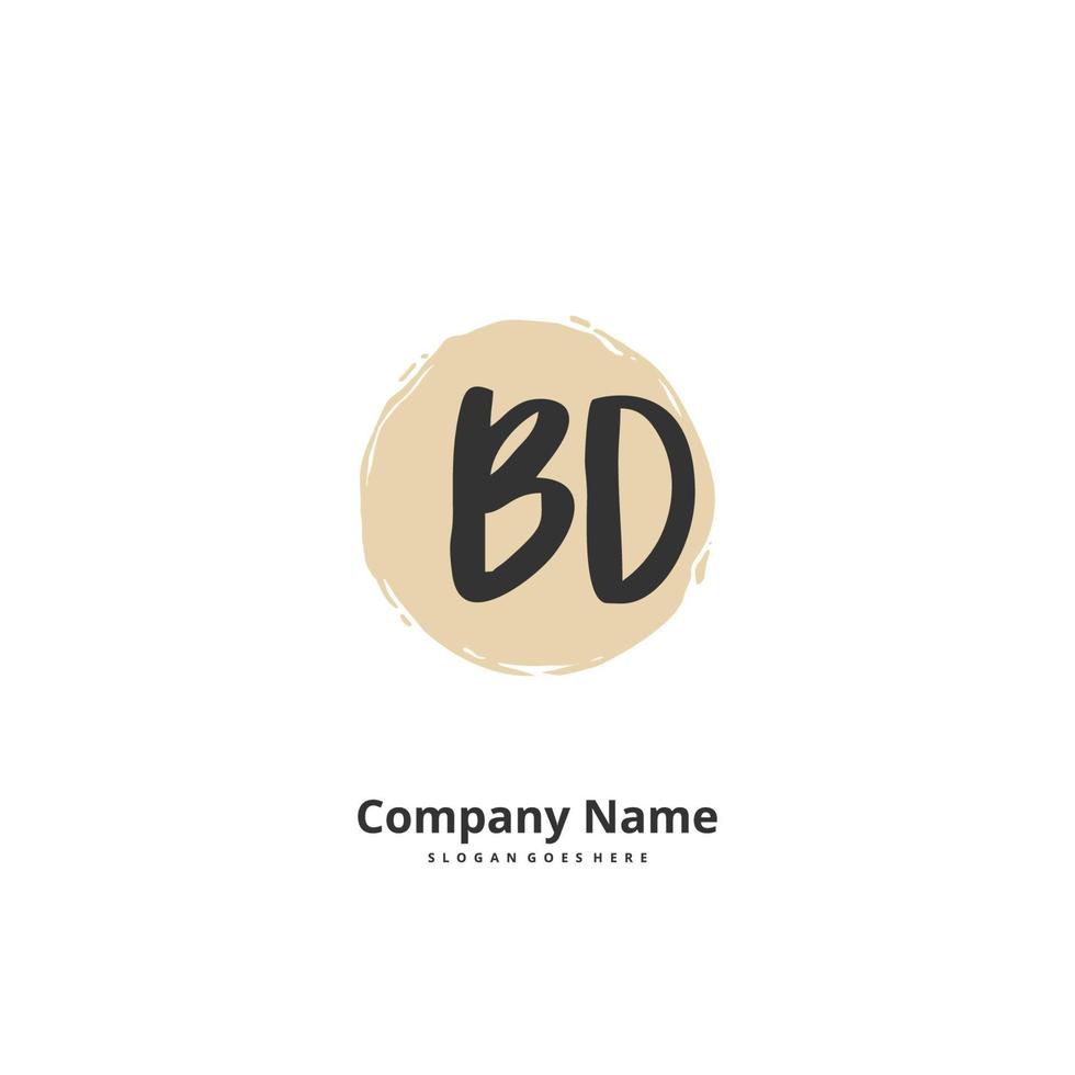 BD Initial handwriting and signature logo design with circle. Beautiful design handwritten logo for fashion, team, wedding, luxury logo. vector