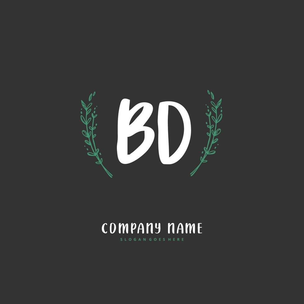 bd escritura a mano inicial y diseño de logotipo de firma con círculo. hermoso diseño de logotipo escrito a mano para moda, equipo, boda, logotipo de lujo. vector
