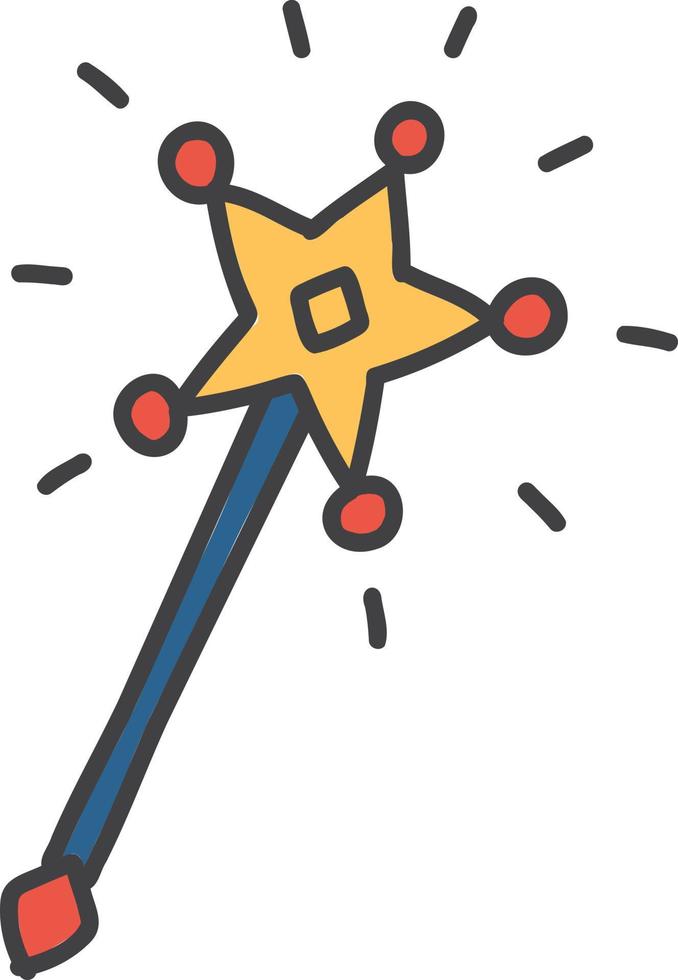 Hand Drawn cute star wand illustration vector