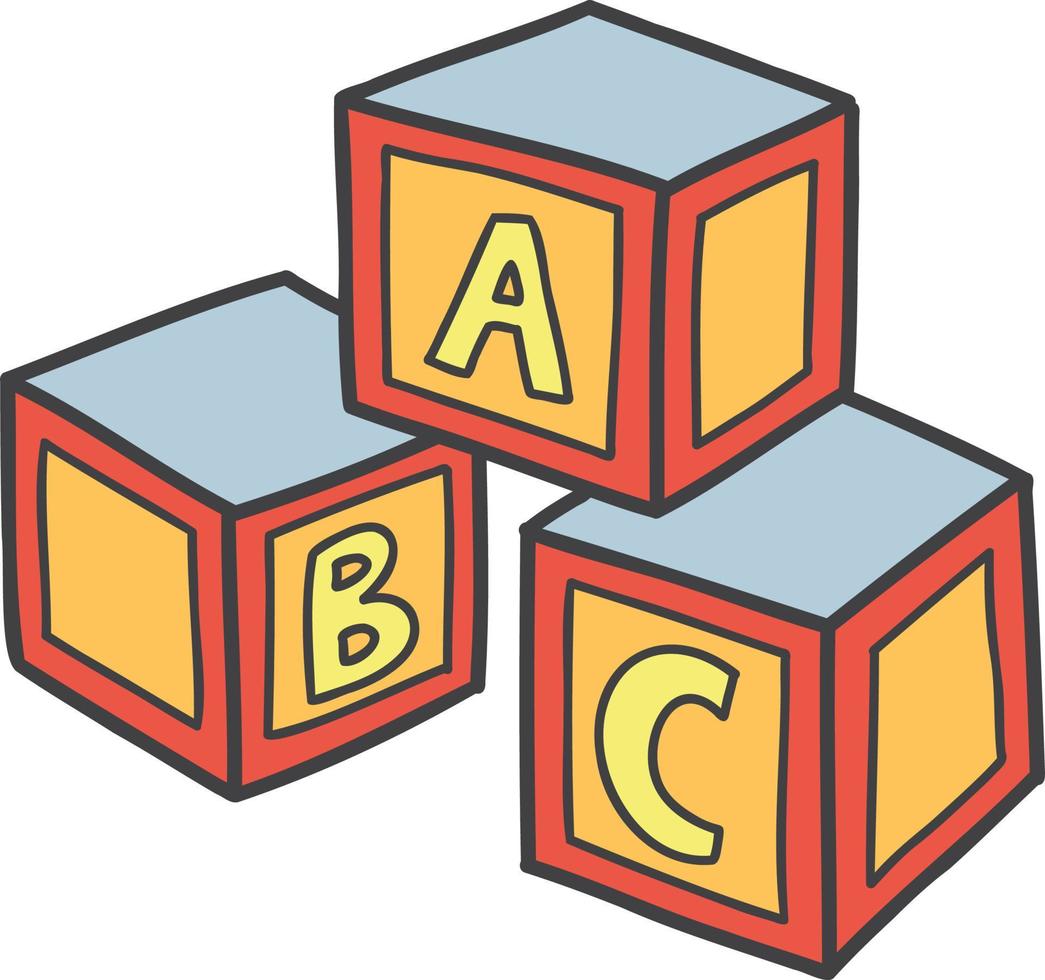 juguetes de bloques dibujados a mano para niños ilustración vector