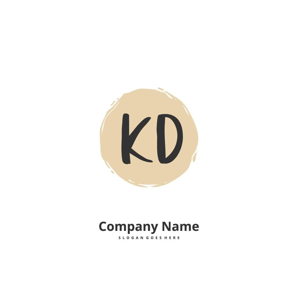 KD Initial handwriting and signature logo design with circle. Beautiful design handwritten logo for fashion, team, wedding, luxury logo. vector
