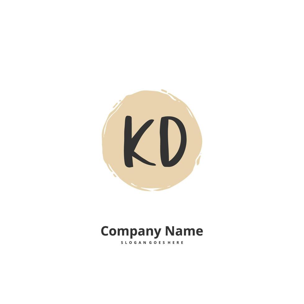 KD Initial handwriting and signature logo design with circle. Beautiful design handwritten logo for fashion, team, wedding, luxury logo. vector