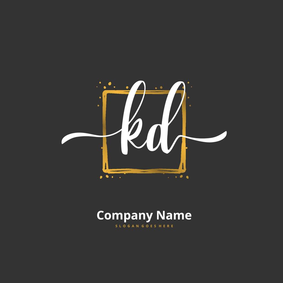 KD Initial handwriting and signature logo design with circle. Beautiful design handwritten logo for fashion, team, wedding, luxury logo. vector