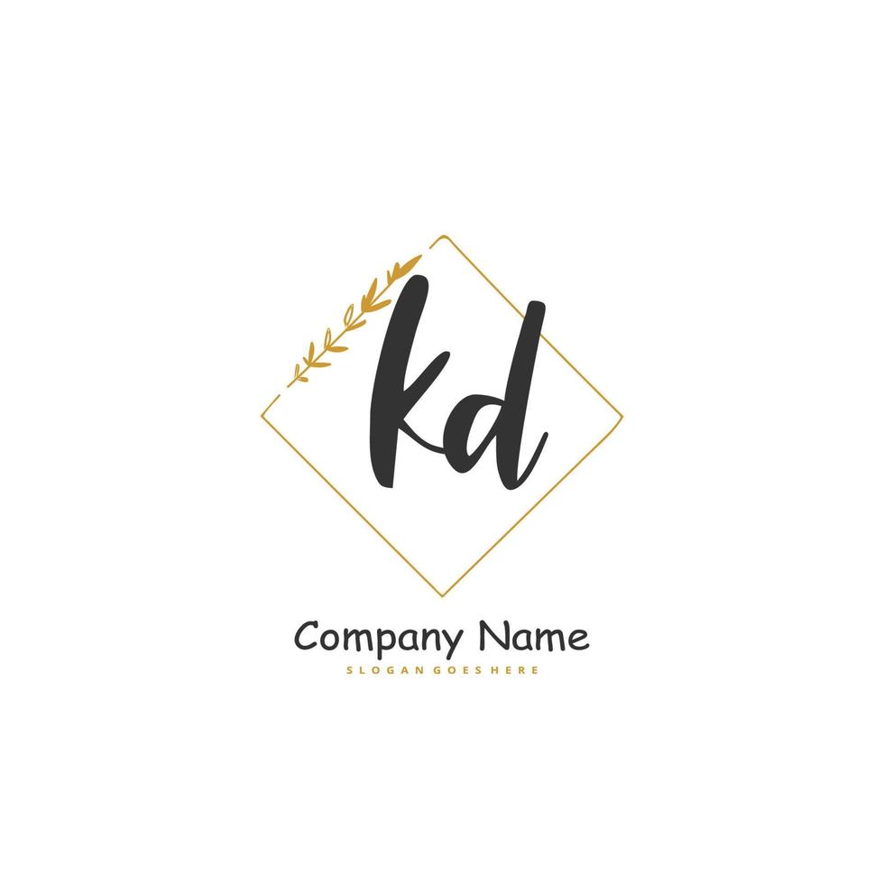 KD Initial handwriting and signature logo design with circle. Beautiful design handwritten logo for fashion, team, wedding, luxury logo. vector