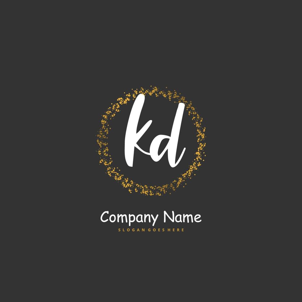 KD Initial handwriting and signature logo design with circle. Beautiful design handwritten logo for fashion, team, wedding, luxury logo. vector