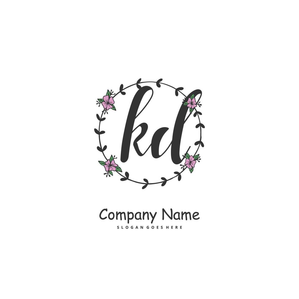 KD Initial handwriting and signature logo design with circle. Beautiful design handwritten logo for fashion, team, wedding, luxury logo. vector
