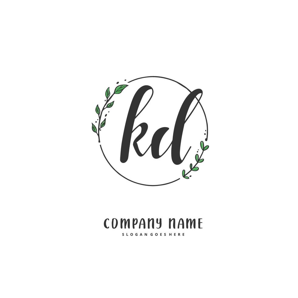 KD Initial handwriting and signature logo design with circle. Beautiful design handwritten logo for fashion, team, wedding, luxury logo. vector