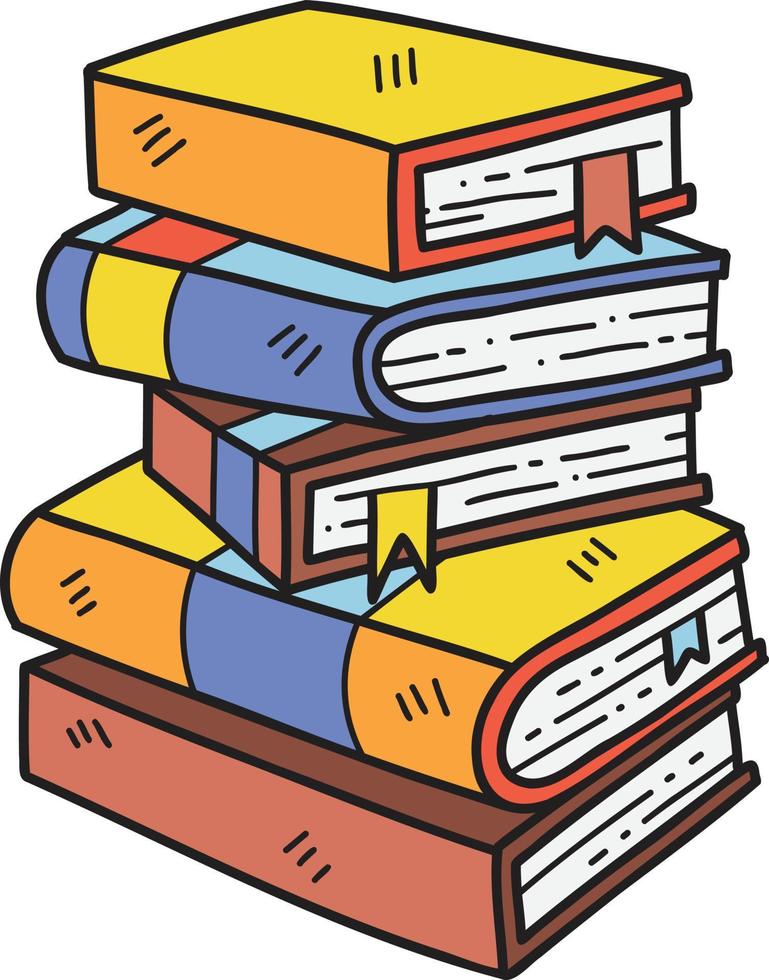 Hand Drawn stack of books illustration vector