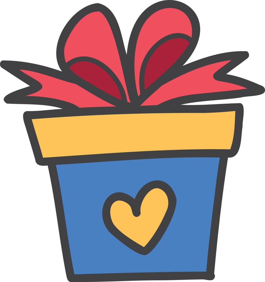 Hand Drawn gift box with heart illustration vector