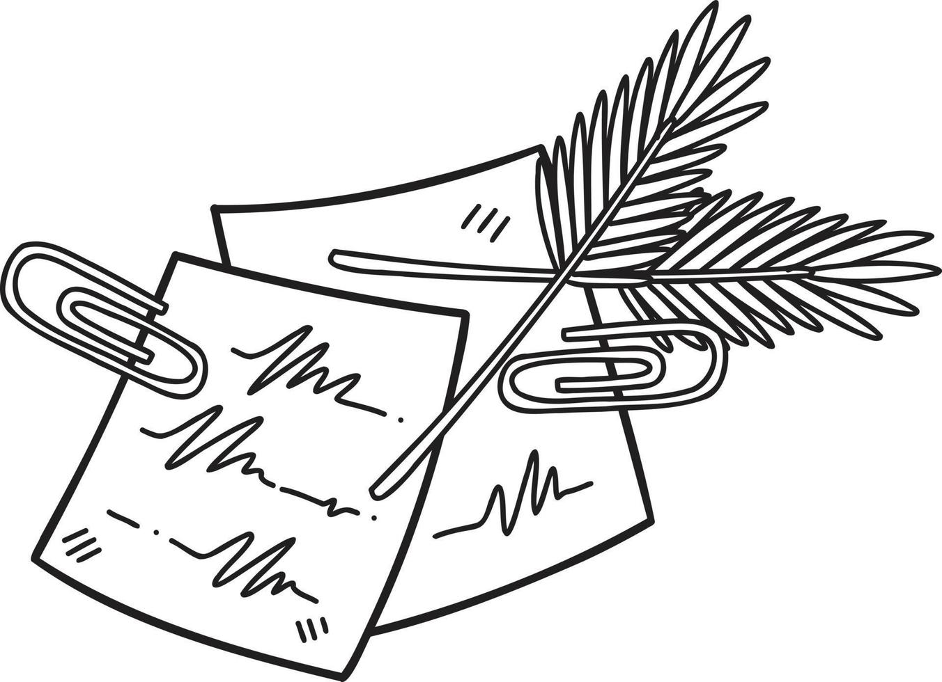 note paper with boho plants illustration vector