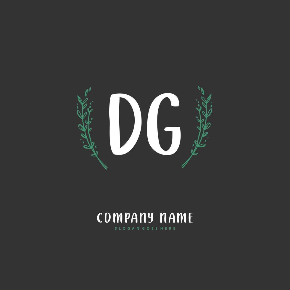 dg escritura a mano inicial y diseño de logotipo de firma con círculo. hermoso diseño de logotipo escrito a mano para moda, equipo, boda, logotipo de lujo. vector