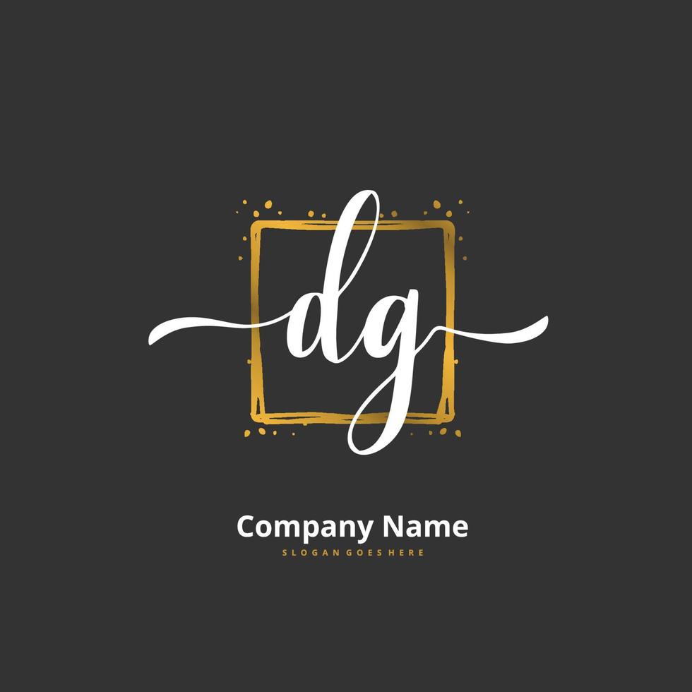 DG Initial handwriting and signature logo design with circle. Beautiful design handwritten logo for fashion, team, wedding, luxury logo. vector