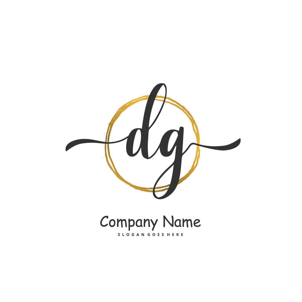 DG Initial handwriting and signature logo design with circle. Beautiful design handwritten logo for fashion, team, wedding, luxury logo. vector