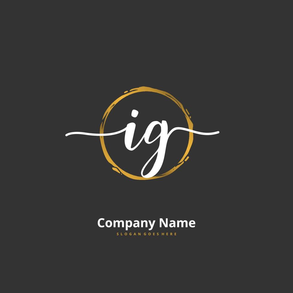 IG Initial handwriting and signature logo design with circle. Beautiful design handwritten logo for fashion, team, wedding, luxury logo. vector