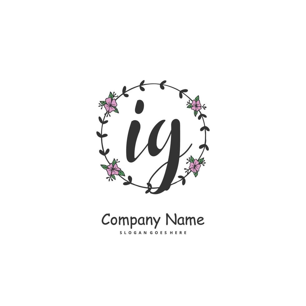 IG Initial handwriting and signature logo design with circle. Beautiful design handwritten logo for fashion, team, wedding, luxury logo. vector