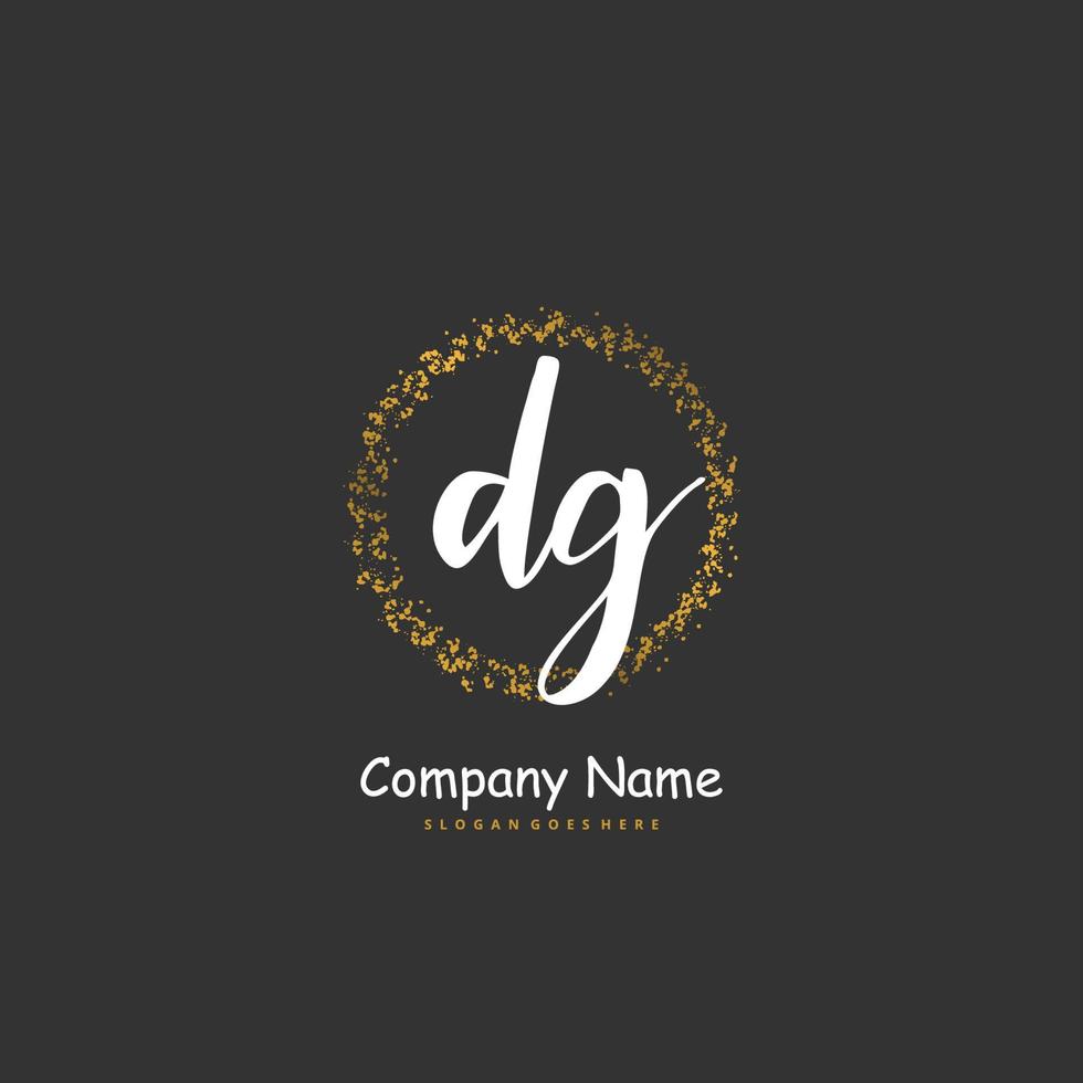 DG Initial handwriting and signature logo design with circle. Beautiful design handwritten logo for fashion, team, wedding, luxury logo. vector