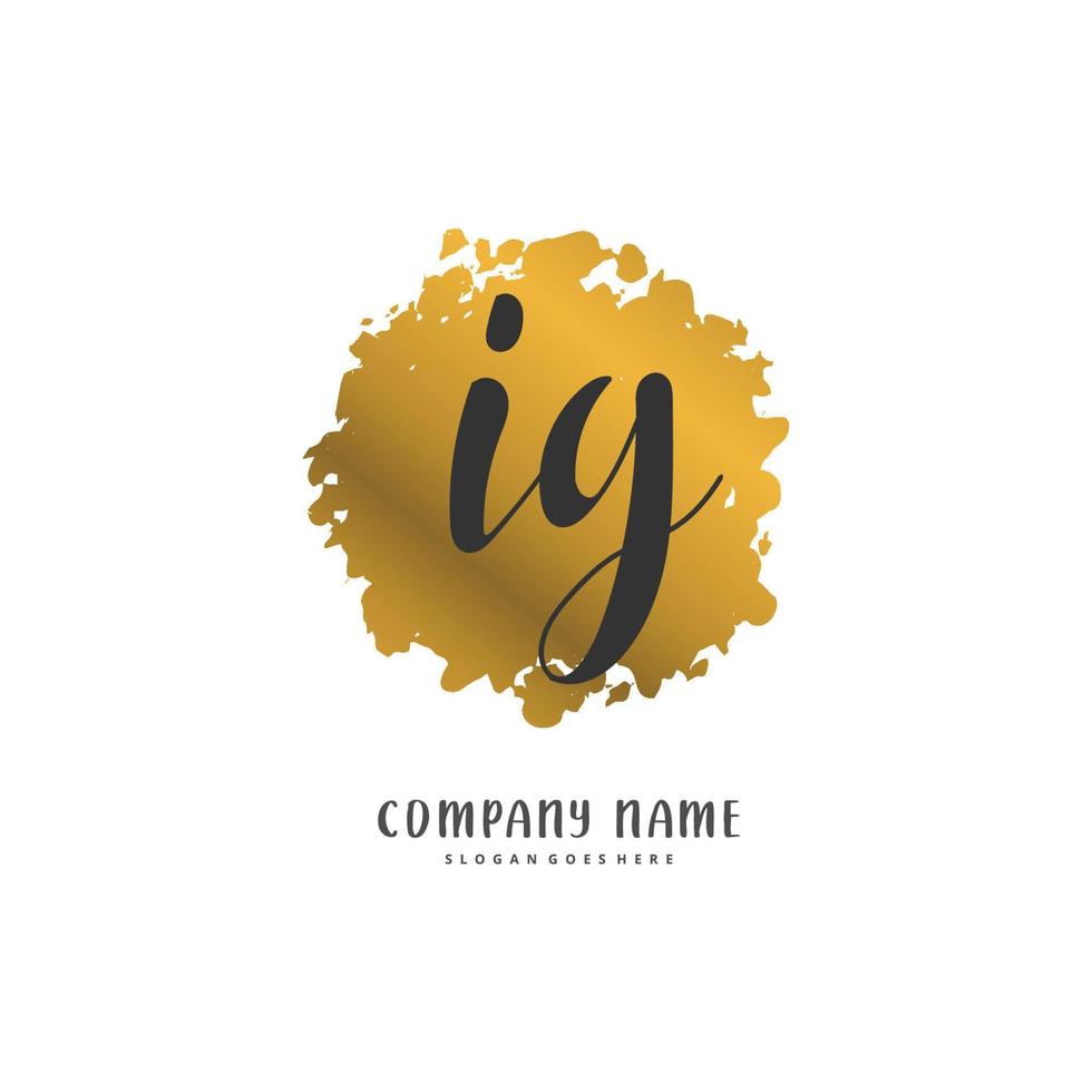 IG Initial handwriting and signature logo design with circle. Beautiful design handwritten logo for fashion, team, wedding, luxury logo. vector