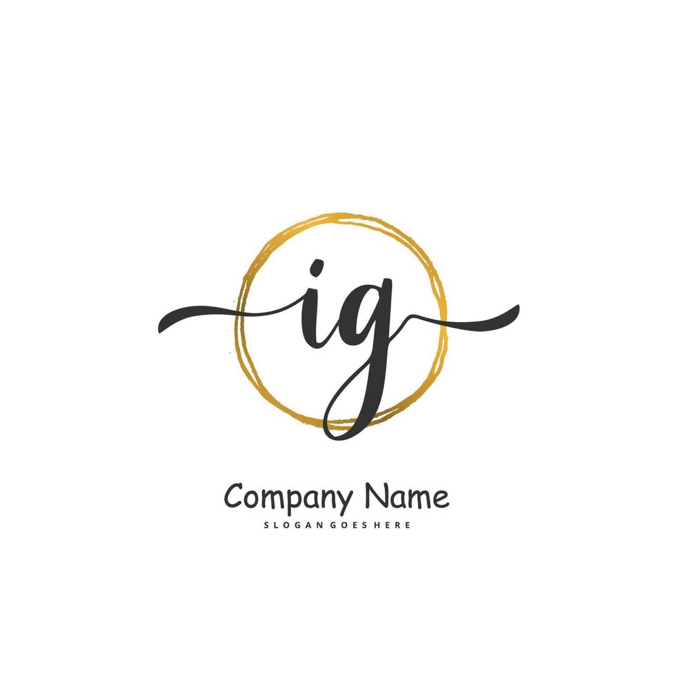 IG Initial handwriting and signature logo design with circle. Beautiful design handwritten logo for fashion, team, wedding, luxury logo. vector